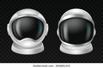 Space astronaut helmet, cosmonaut mask, spacesuit headwear. Spaceship adventure protection element and galaxy journey wear concept. Realistic vector illustration