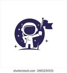 
Icono de astronauta espacial. Concepto de logo espacial de moda sobre fondo blanco de la colección Astronomía