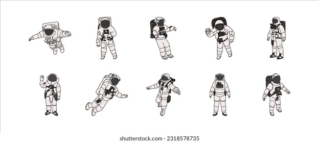 Space Astronaut Illustration Vector Set