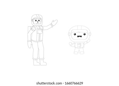 Space Astronaut Occupation Vector Outline Illustration