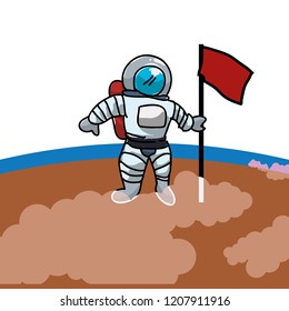 space astronaut in planet with flag
