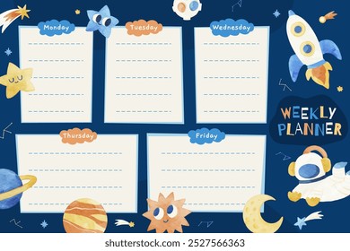 Space Astronaut Planet and Stars Weekly Planner Template