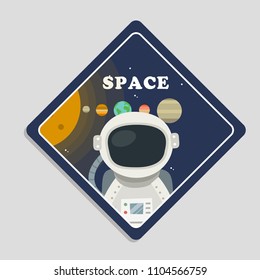 Space Astronaut Planets In Solar System Background Vector Image
