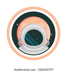 space astronaut retro label icon