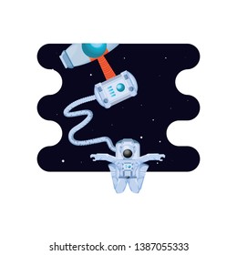 space astronaut with satellite scene