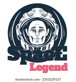 Space astronaut spaceman alien ufo logo badge isolated concept. Vector flat graphic design illustration