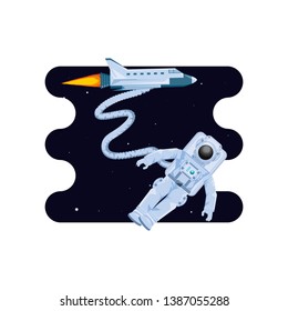 space astronaut with spaceship scene