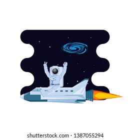space astronaut with spaceship scene