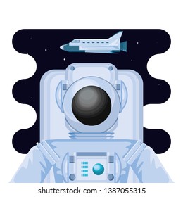 space astronaut with spaceship scene