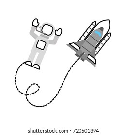space astronaut with spaceship travel adventure exploration