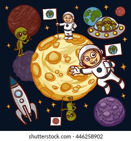 Space. Astronaut. UFO. Alien. Planet