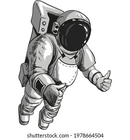 Vector astronauta espacial, icono aislado cosmonauta sobre blanco