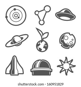 Space astronomical icons / vector without background