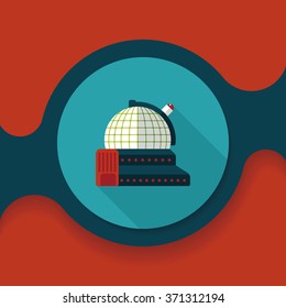 Space astronomical observatory flat icon with long shadow,eps10