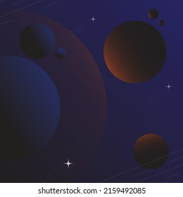 El espacio y el fondo astronómico en la ilustración vectorial del cielo oscuro con planetas.