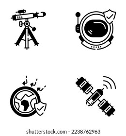 Space and Astronomy Black Icons