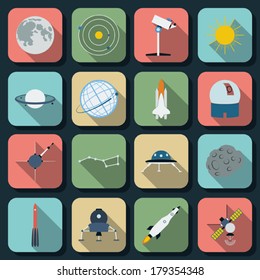 Space and astronomy flat vector icons