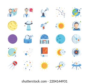 Conjunto de iconos de espacio y astronomía
