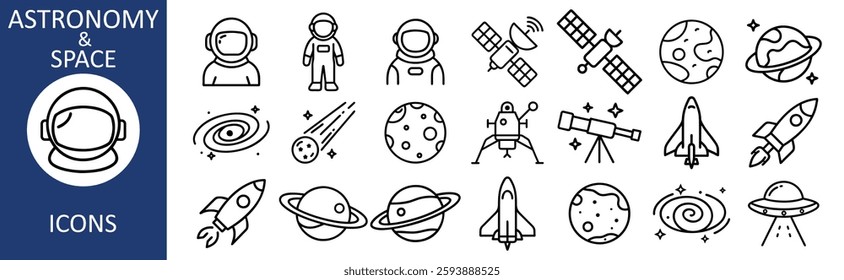 Space and astronomy icons vector