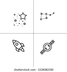 Space and astronomy lineal icon set