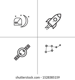 Space and astronomy lineal icon set