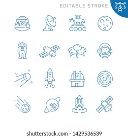 Space and astronomy related icons. Editable stroke. Thin vector icon set