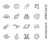 Space and astronomy thin line icons