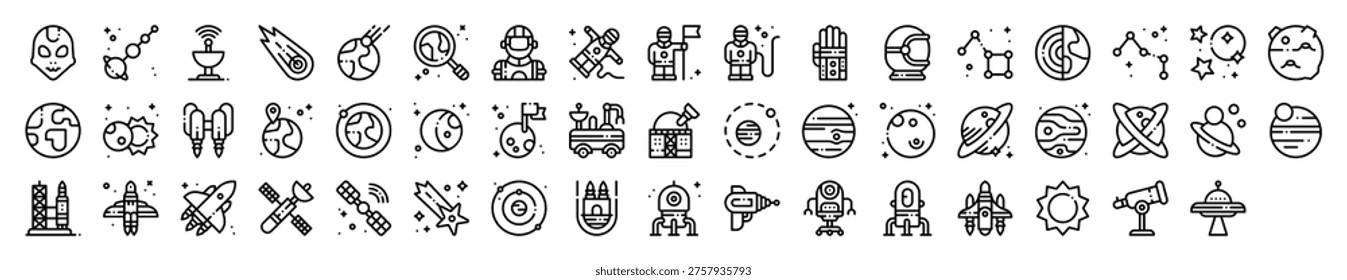 Space Astronomy Universe Cosmic Exploration Icon Collection
