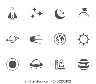 space astronomy vector icons set isolated on white background. space travel concept. space flat icons for web and ui design.