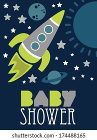 space baby shower card design. vector illustration