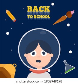 Space Back to school in Blue Backgorund animated icon- Vector