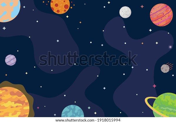 Space background. Abstract\
planets, universe, cosmos, interstellar travels. Vector\
illustration.