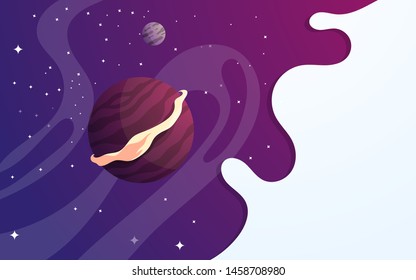 space background with abstract shape, planets and asteroids. For web design, banner. space exploring. vector illustration