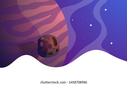space background with abstract shape, planets and asteroids. For web design, banner. space exploring. vector illustration