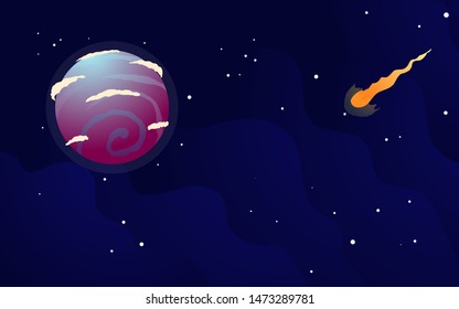 space background with abstract shape  planets and asteroids. For web design  banner. space exploring. vector illustration