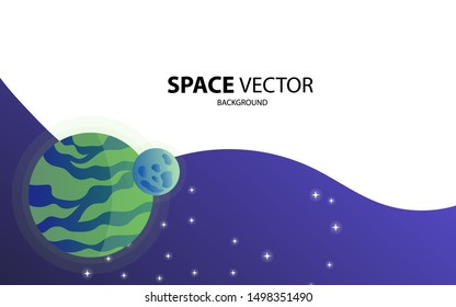 space background with abstract shape, planets and asteroids. For web design, banner. space exploring. vector illustration