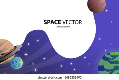space background with abstract shape, planets and asteroids. For web design, banner. space exploring. vector illustration