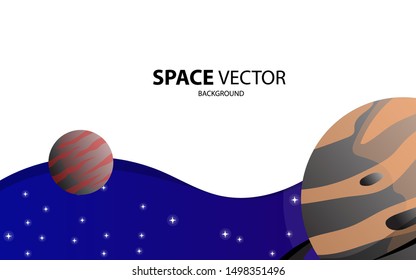 space background with abstract shape, planets and asteroids. For web design, banner. space exploring. vector illustration