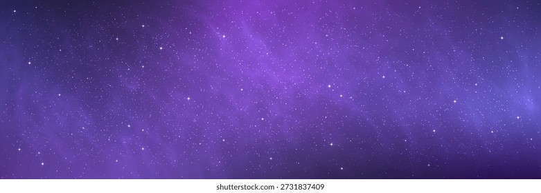 Space background. Beautiful starry texture with color gradient. Infinity universe with shining stars. Milky Way galaxy wallpaper. Glowing night sky. Outer space backdrop. Vector illustration.