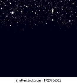 Space background, beautiful universe, night sky with stars. Texture for wallpapers, fabric, wrap, web page backgrounds, vector illustration