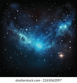 Space Background with blue glowing stars and nebula