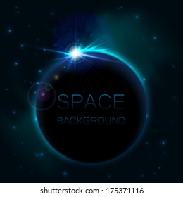 Space background with blue light
