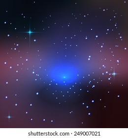 Space background with blue light