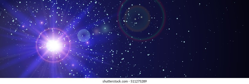 Space background with blue light from behind of the planet