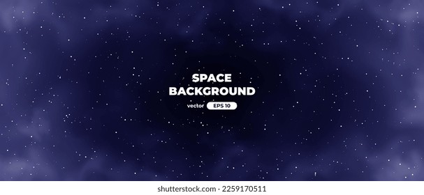 Space background with bright shining stars. Star universe. Beautiful nebula. Starry night sky. Deep cosmos. Black outer space. Milky way galaxy. Science fiction. Vector illustration eps10.