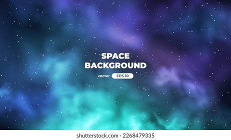 Space background with bright shining stars. Star universe. Beautiful nebula. Starry night sky. Deep cosmos. Black outer space. Milky way galaxy. Science fiction. Vector illustration eps10.