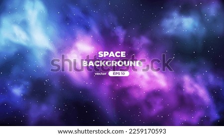 Space background with bright shining stars. Star universe. Beautiful colorful nebula. Starry night sky. Deep cosmos. Black outer space. Milky way galaxy. Science fiction. Vector illustration eps10.