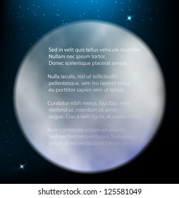 Space background with bright stars and moon.