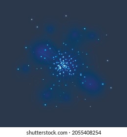 Fondo espacial con estrellas brillantes. Ilustración de galaxia vectorial