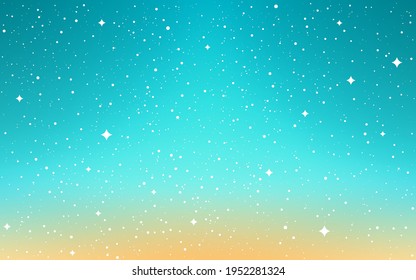 Space background. Cartoon cosmos. Color sky with shining stars. Bright cosmos with milky way. Aurora with stardust. Shiny galaxy. Vector illustration.